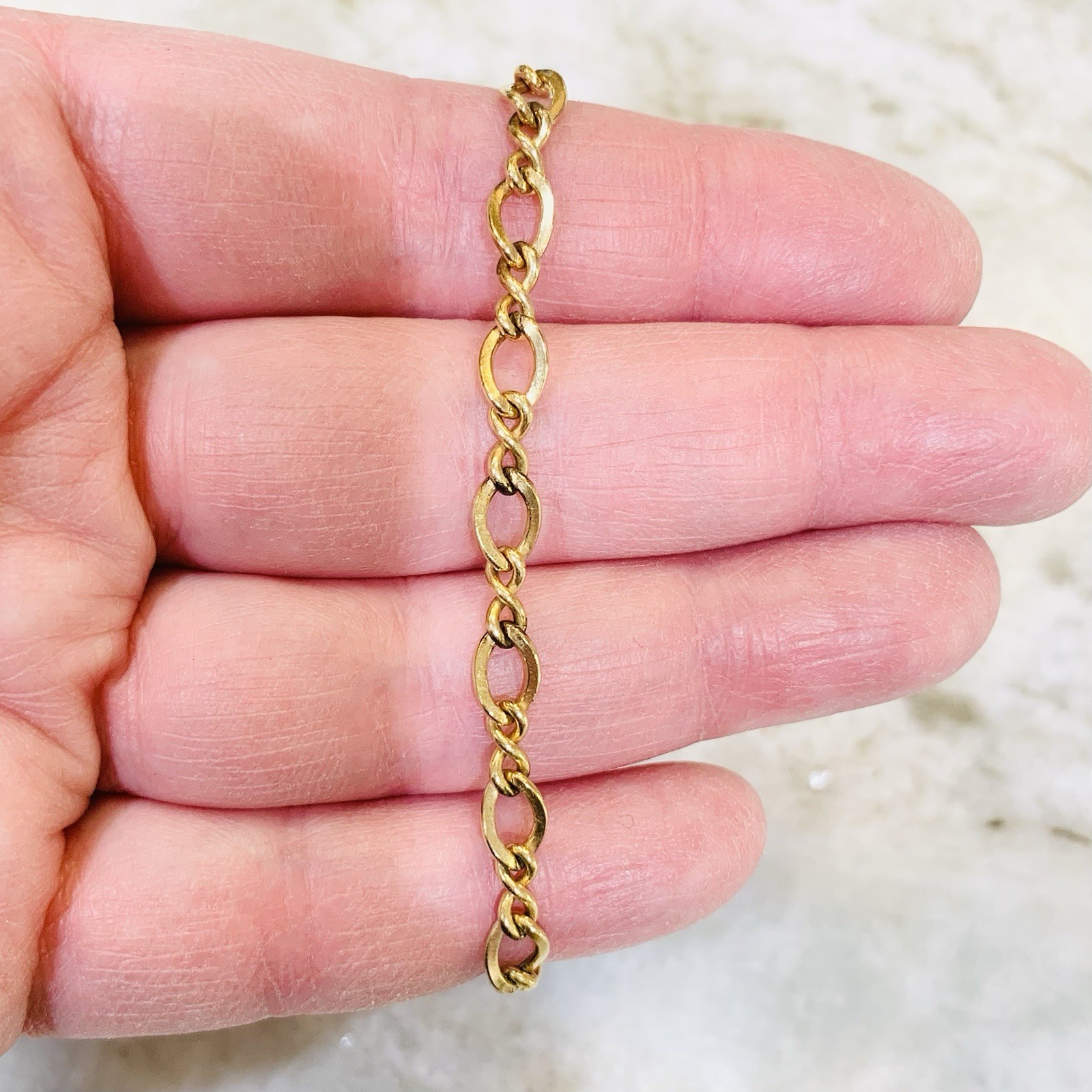 VTG Chain Bracelet 12k Gold Filled 1/20 Charm Link 6mm Spring Ring 4.6gr 7.5”