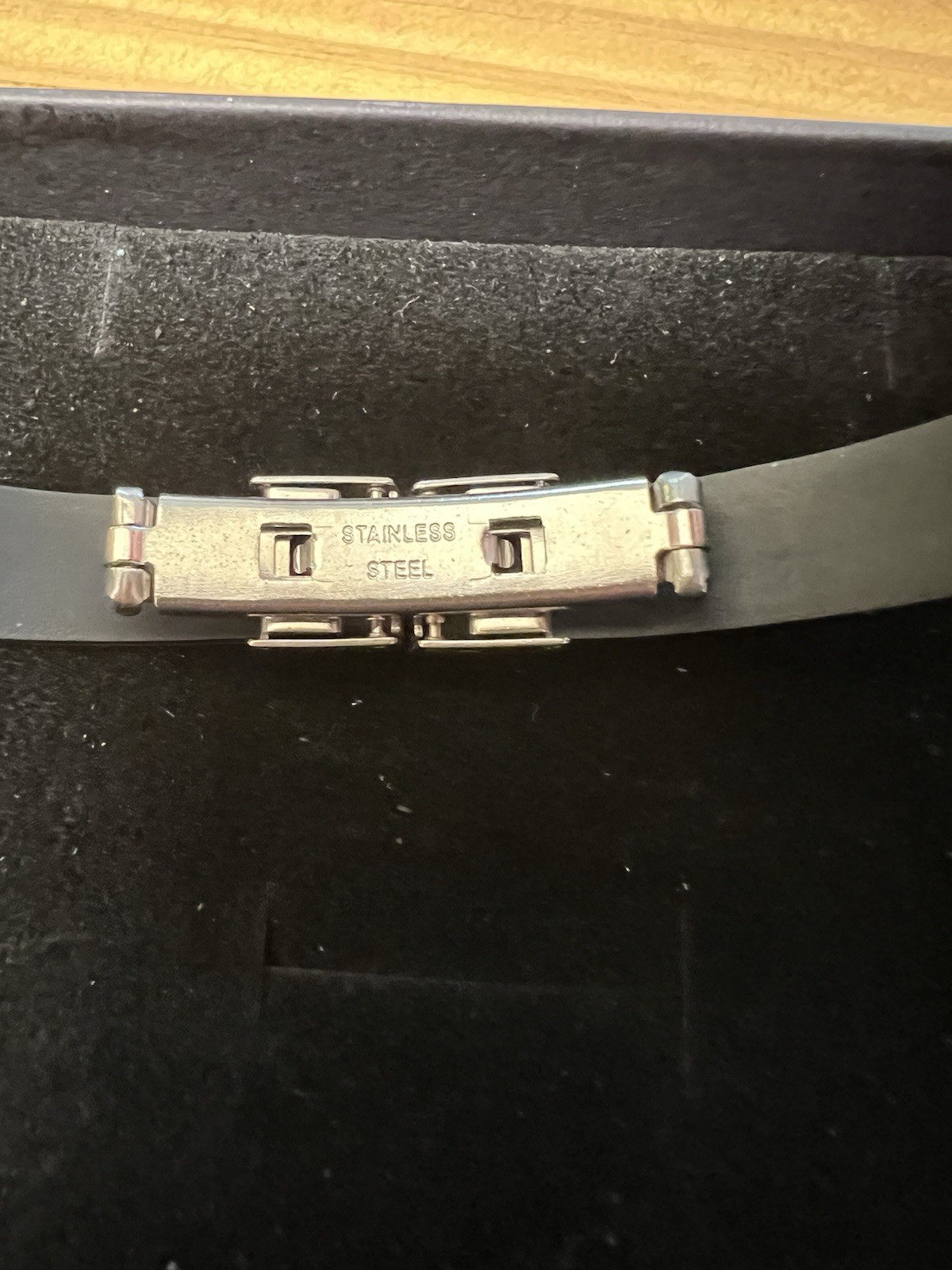 Black With Dark Blue Inlay Stainless Steel Bracelet.