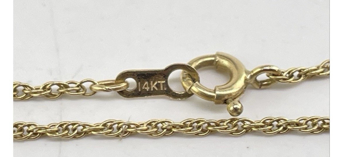 14K Yellow Gold Rope Prince of Wales Chain Necklace 16 inches 1 mm 1.46g