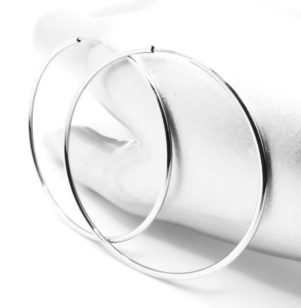 CLASSIC Lightweight Ultra Thin Silver Endless INFINITY 2″ Hollow Hoop Earrings