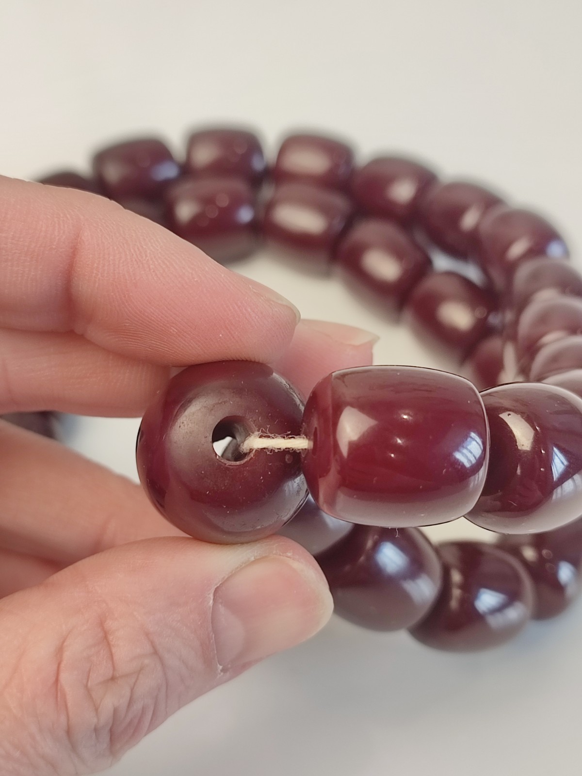 Antique Cherry Faturan Bakelite Necklace Large Beads 180g/70cm RARE Vintage
