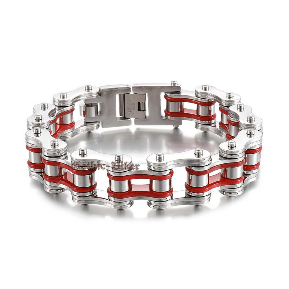 Men Heavy Stainless Steel Motorcycle Bike Chain Link Bracelet Biker Multi-Colors