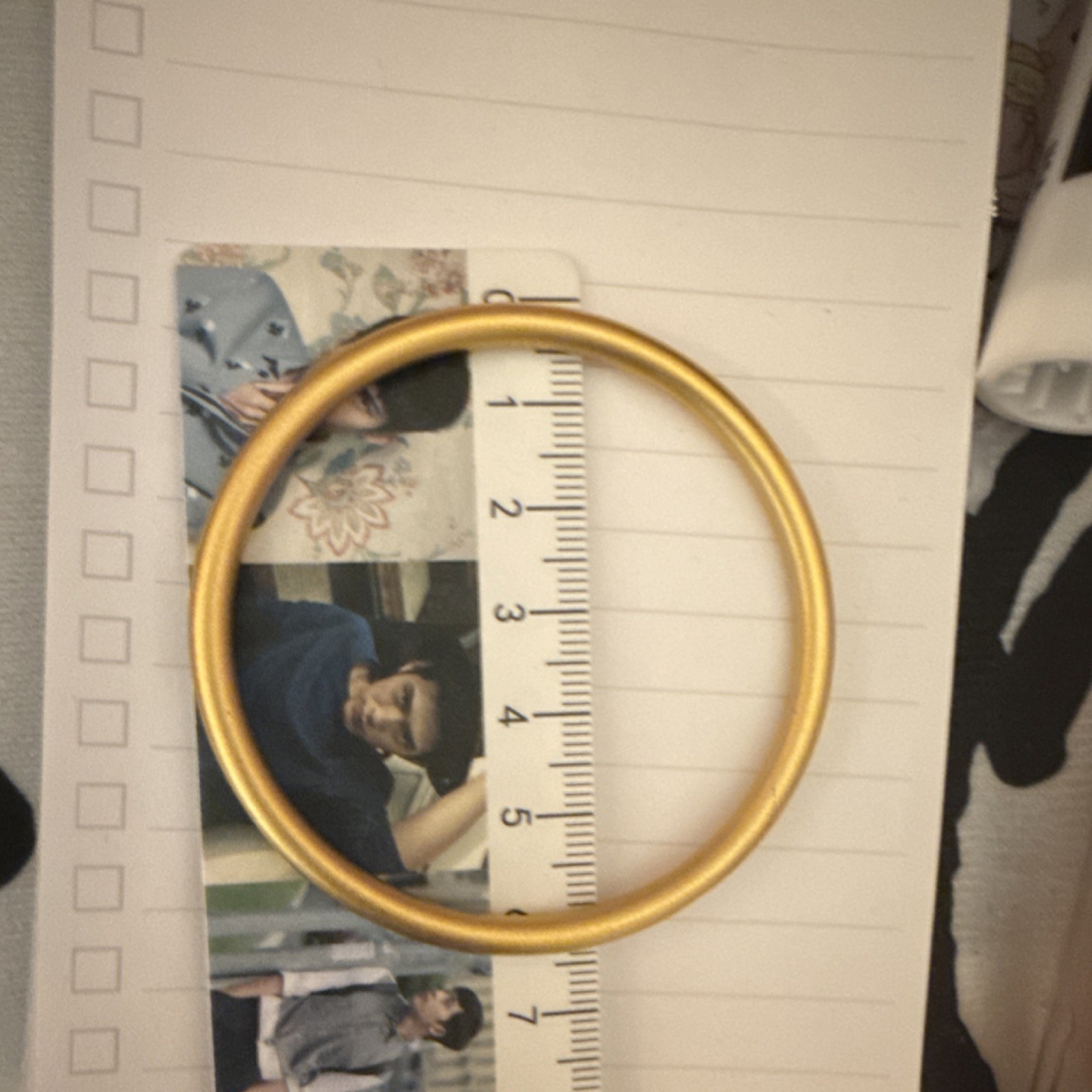 Gold Tone Metal Bangle Bracelet, Round Shape, 2.8 in Length