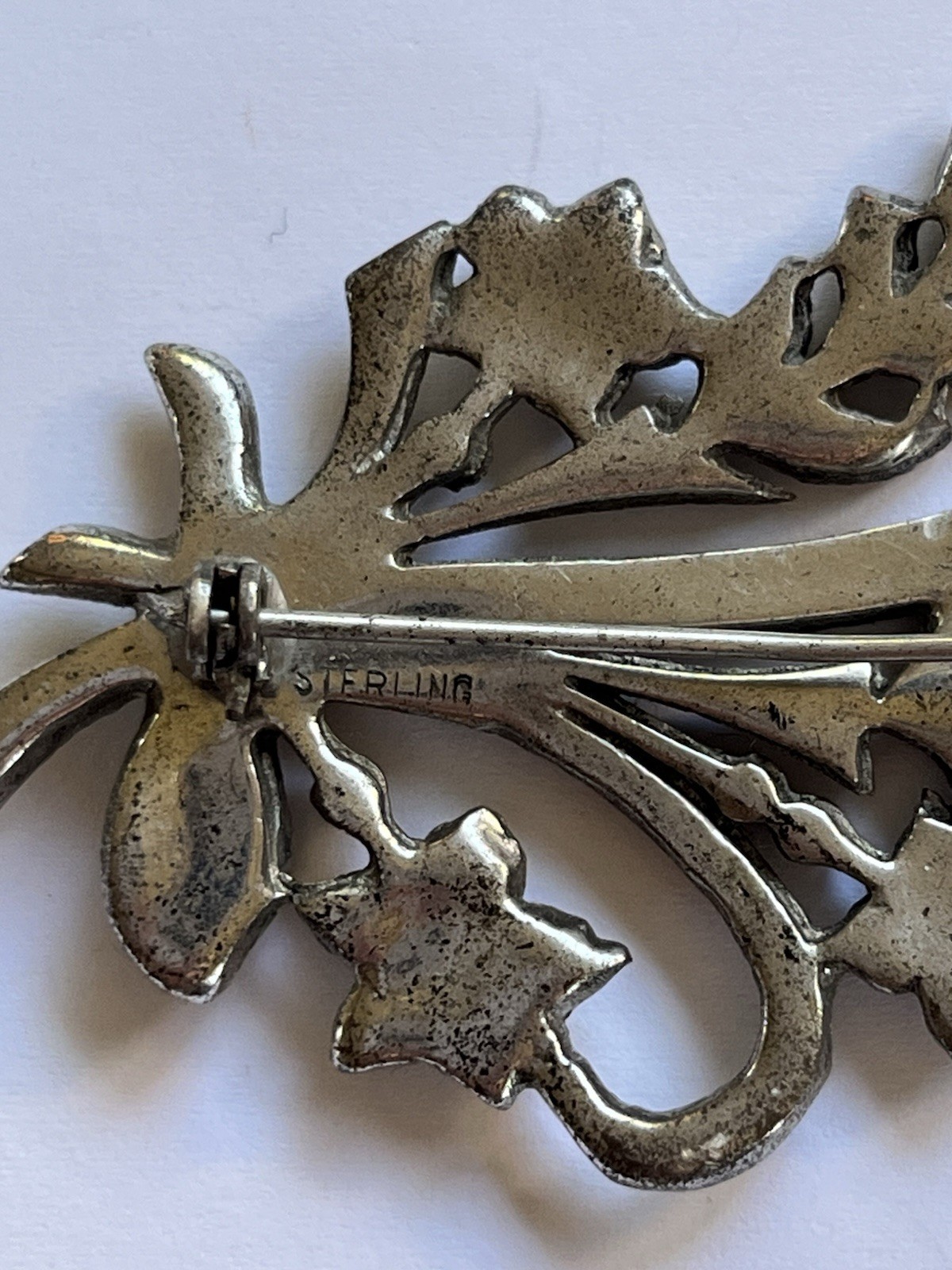 Art Nouveau Floral Bouquet Paste Silver Brooch.