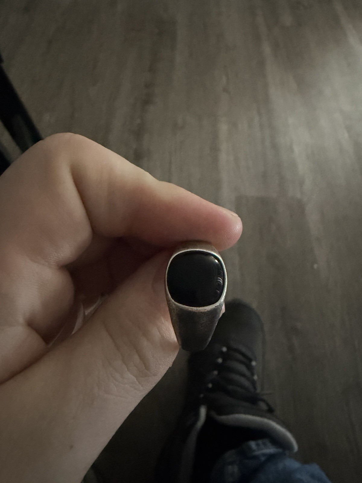 Men’s Silver & Black Signet Ring Square Black Onyx Bezel Set, 1 Gemstone
