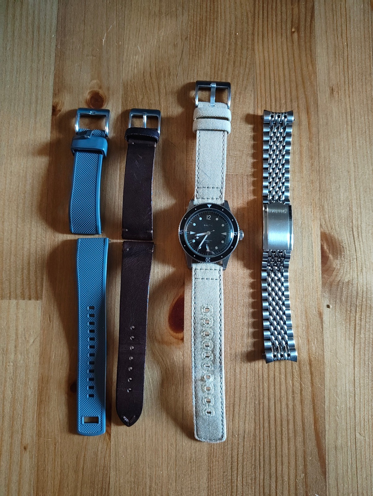 Baltic Aquascaphe Classic Black Automatic Diver, with extra straps and link.