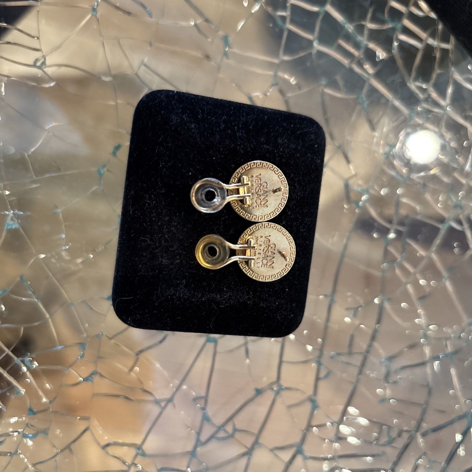 GIANNI VERSACE ATELIER MEDUSA 18K SOLID DIAMOND YELLOW GOLD PIERCED EARRINGS