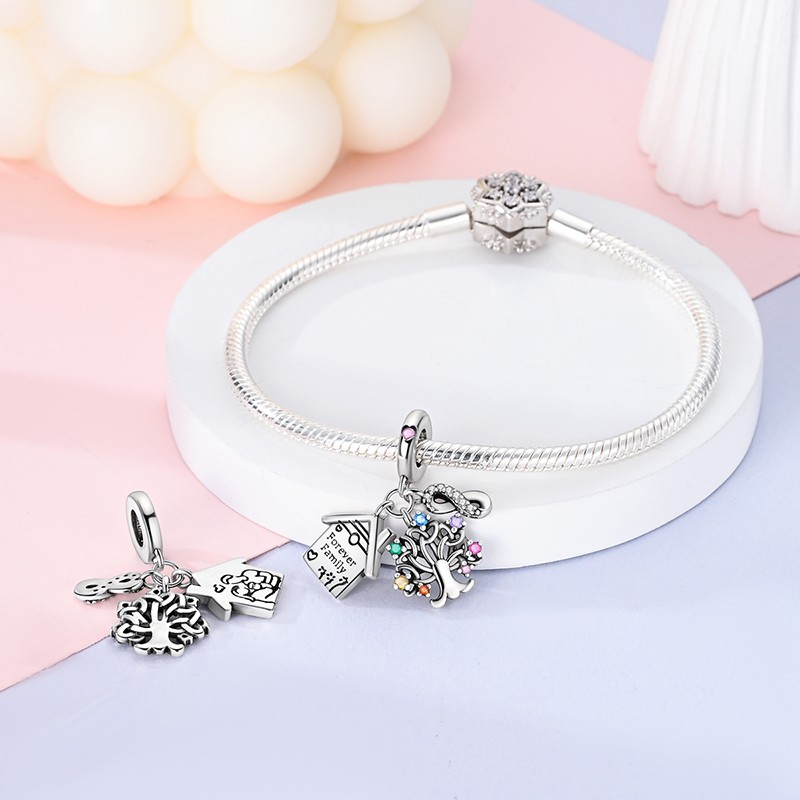 MULA European 925 Silver DIY Charm AAA CZ Tree Life House For Women Bracelet