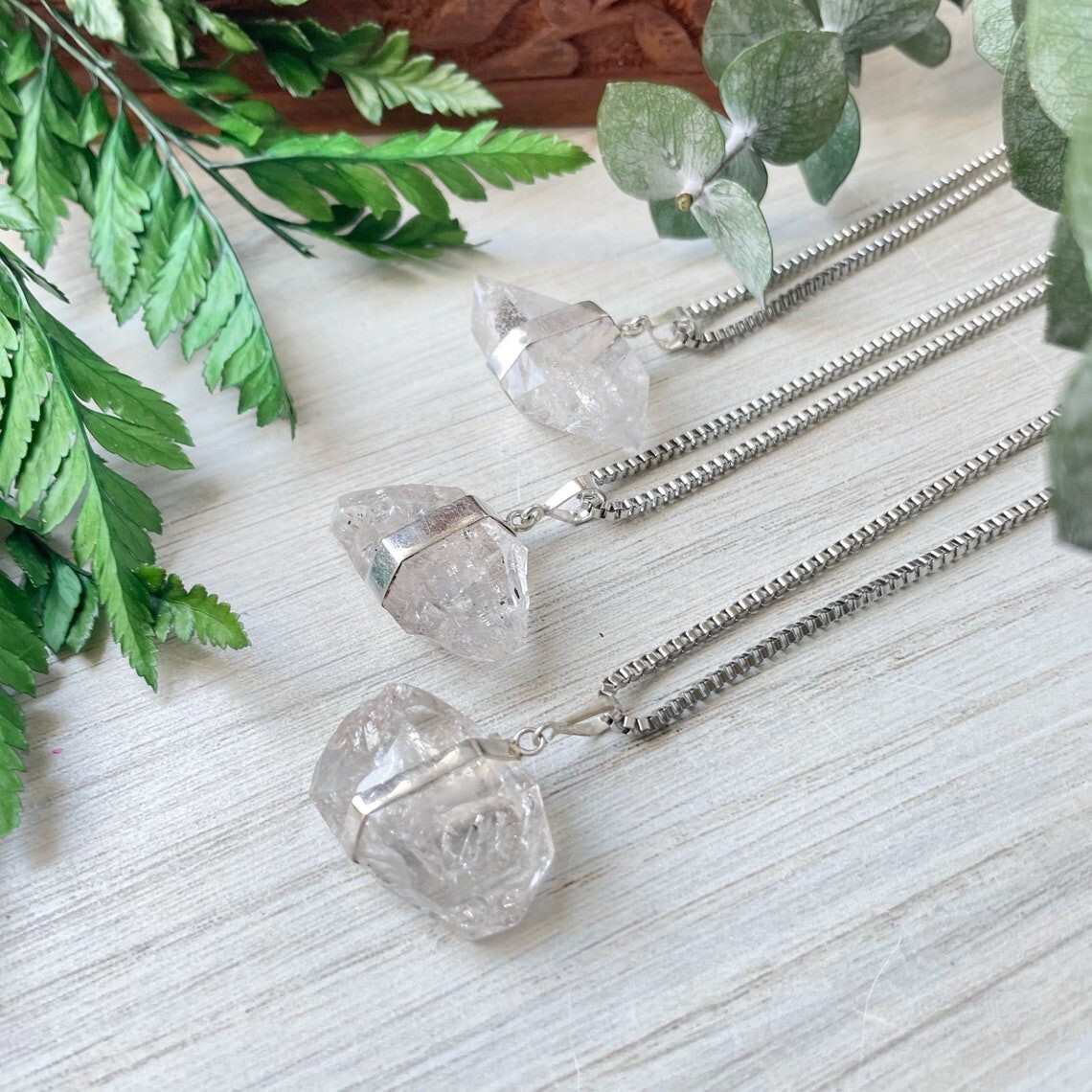 Big Herkimer Diamond Raw Drop Pendant Sterling Silver Handmade Gemstone Pendant