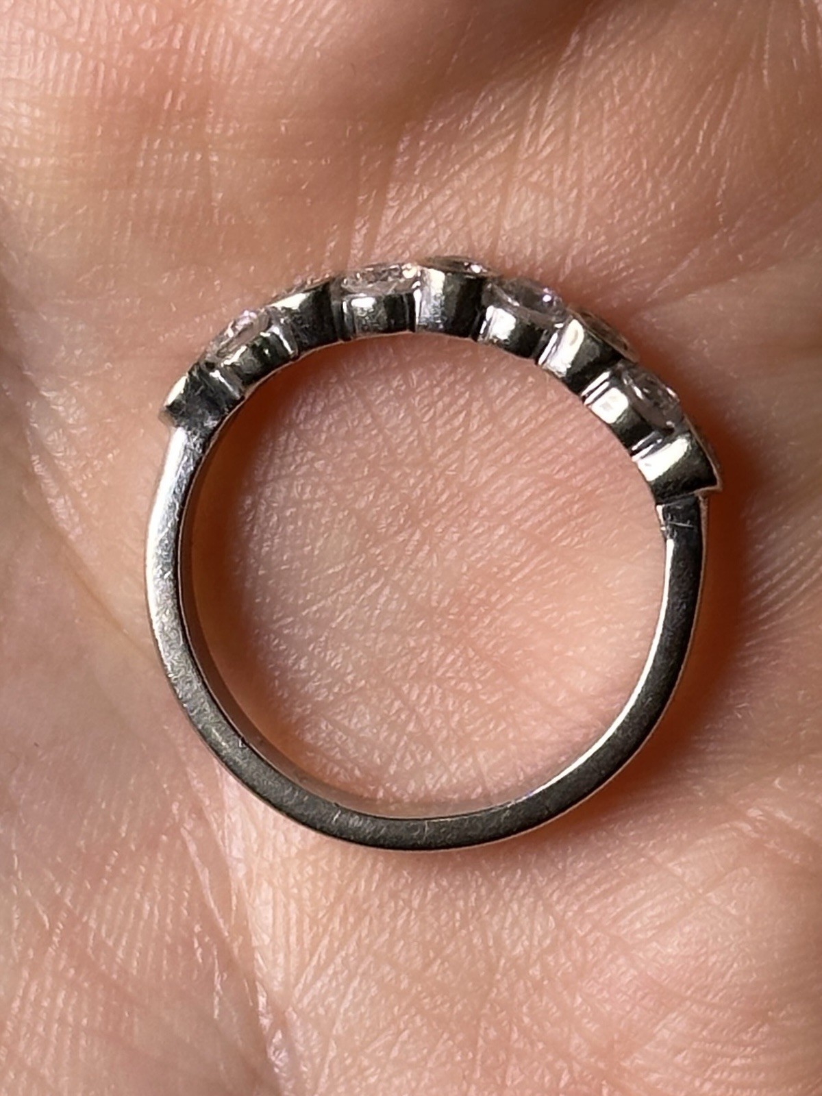 Solid 14K White Gold Ring & Approx .90 Ct Natural Diamonds, Sz 6