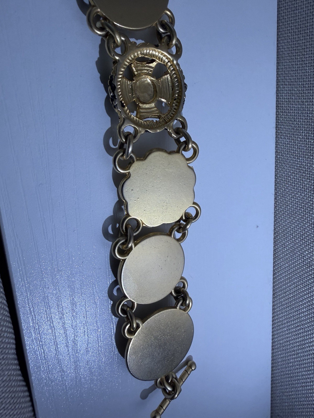 ~Rare~ ST. JOHN Matte Goldone & Enamel Button Link Bracelet