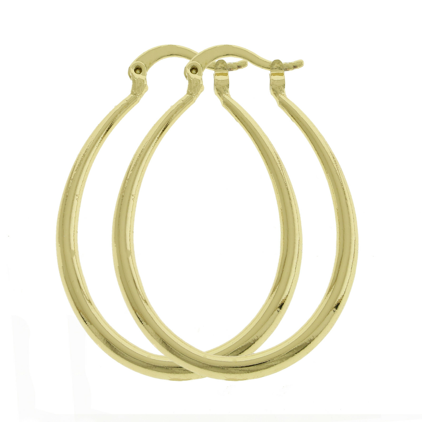 14K Gold Filled Medium Large XL Tear Drop Oval Shape Hoop Click Top Earrings