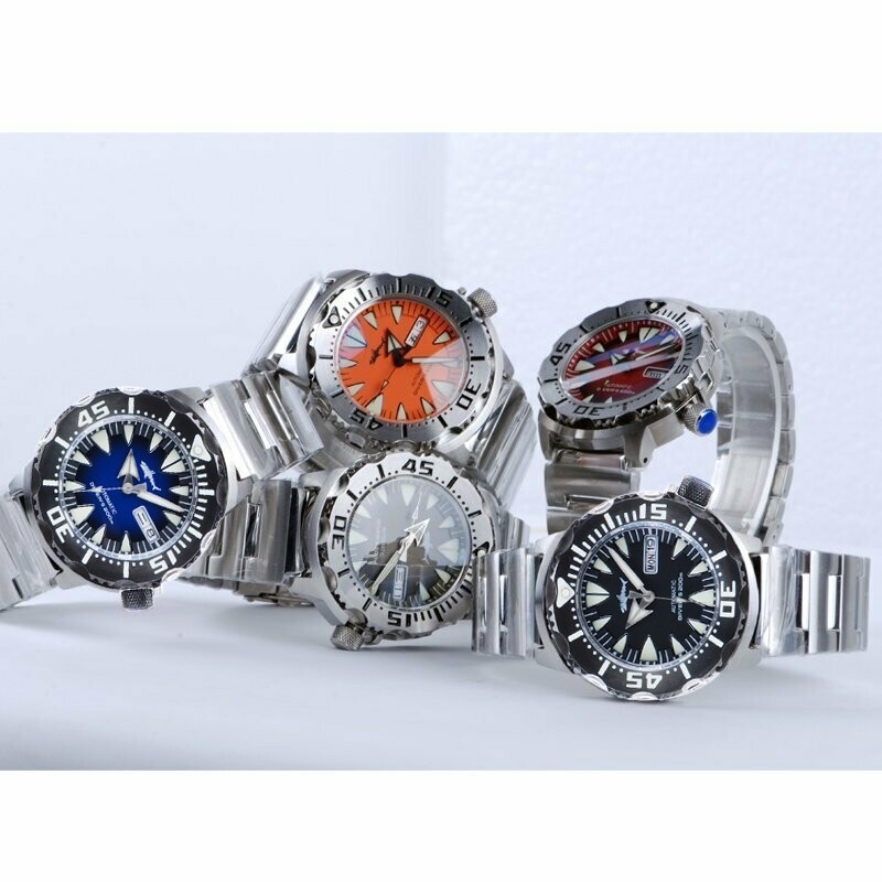 Heimdallr Sharkey Ocean Monster NH36A Day Date Automatic 200m Dive Watch C3 316L