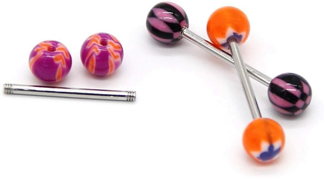 Versatile 110Pcs Tongue Rings: 14g Stainless Steel with Color Options for All