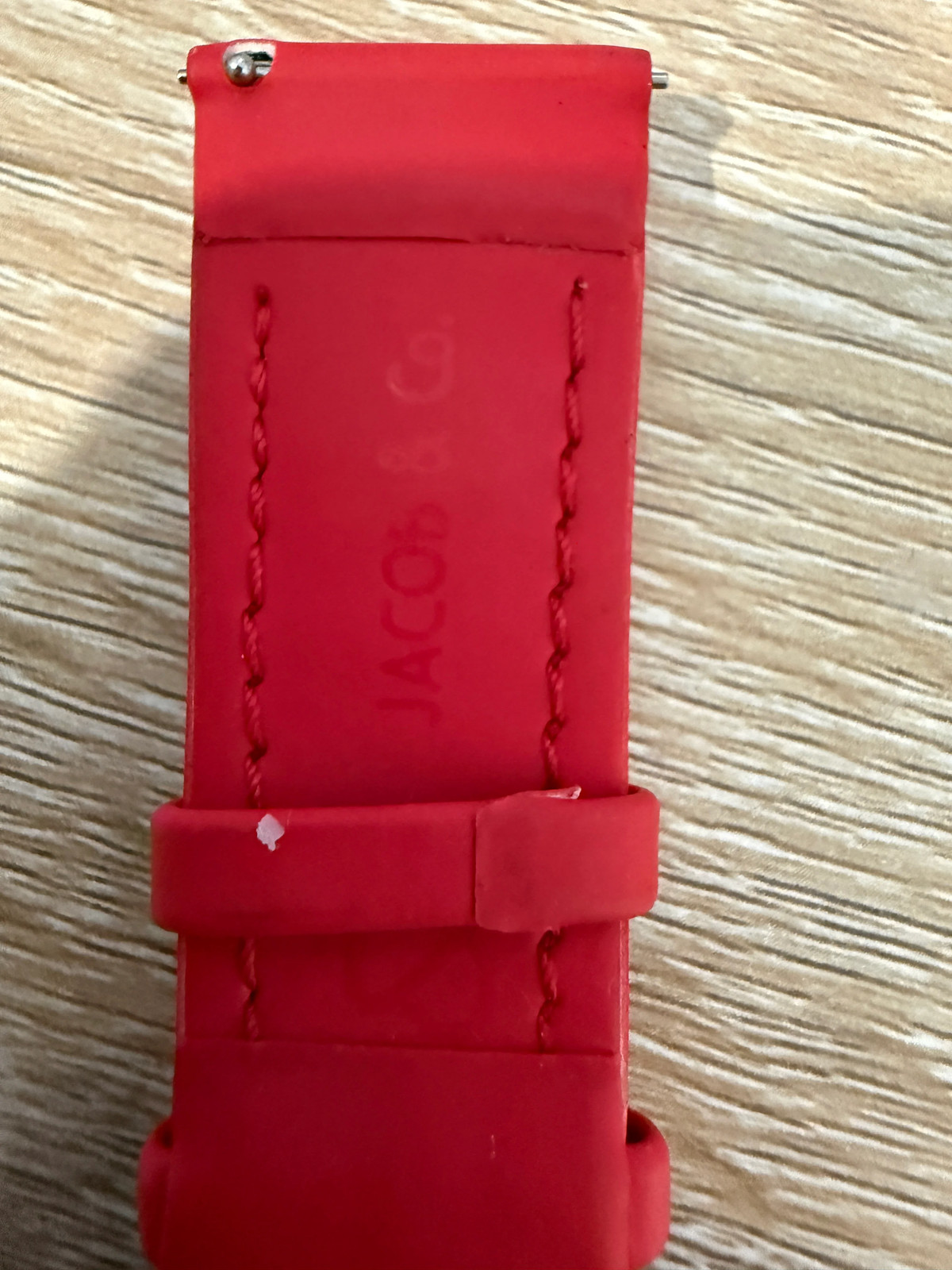Unworn Original Jacob & Co. Polyurethane 20mm Red Strap With Steel Buckle