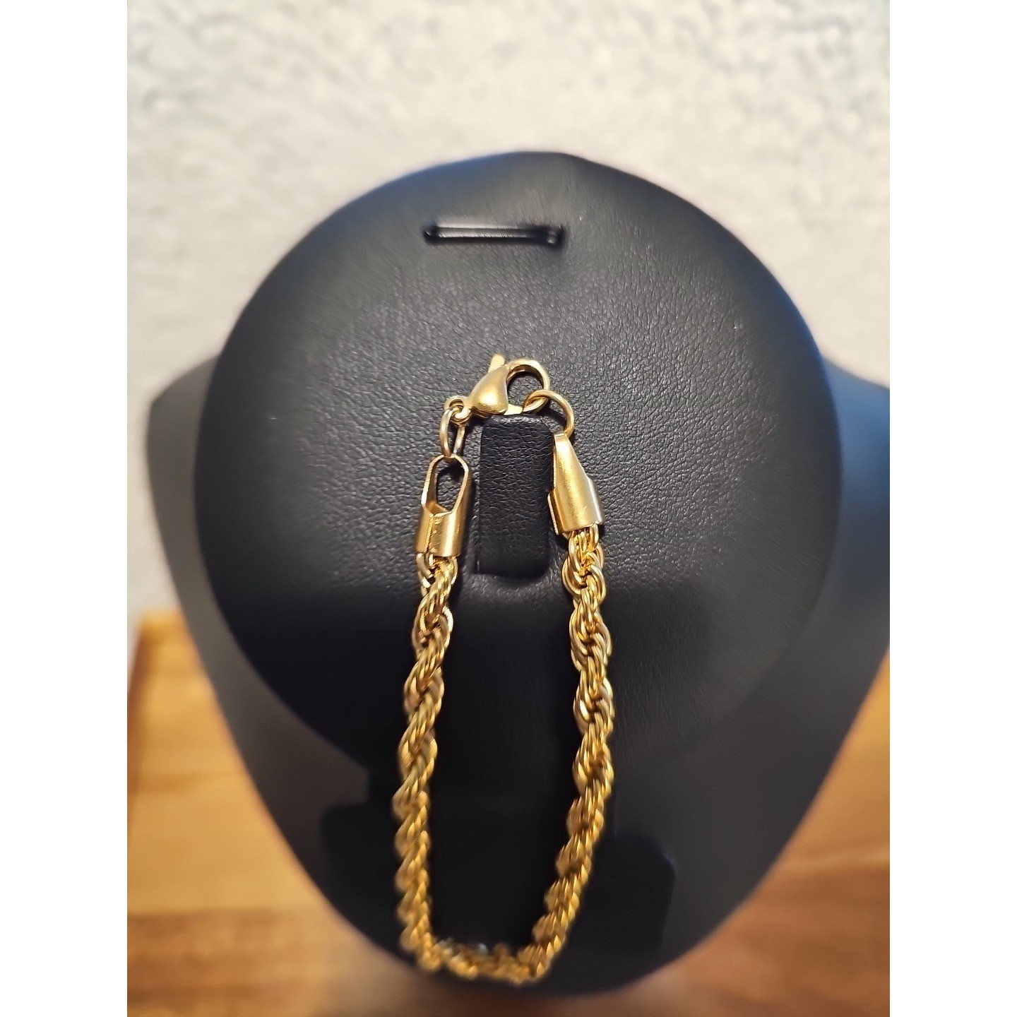 4.7 mm Woman Man Gold Plated Stainless Steel Rope Chain Bracelet Bangle 8”