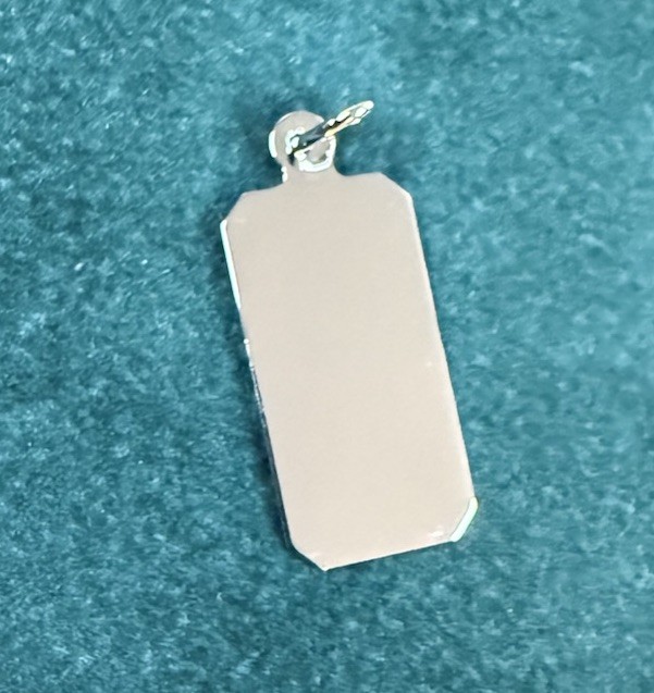 Sterling Silver Badge rectangle dog tag Charm Ticket Rembrandt 925 RQC 4194 STER