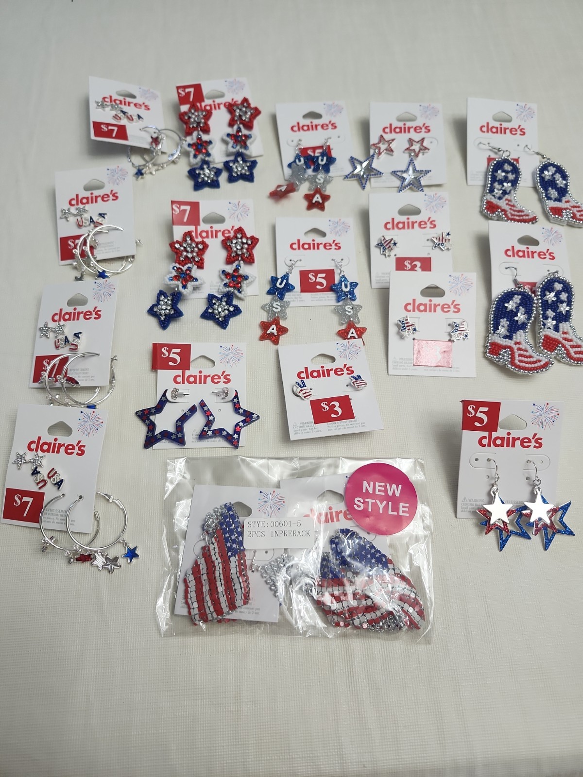 Claire’s Earrings Pierced. LOT OF 18. Fourth Of July Theme.