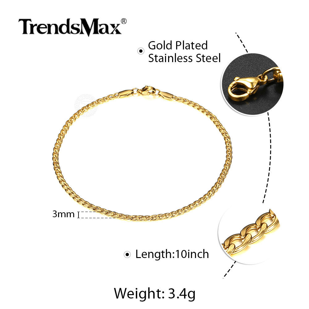 Figaro Chain Initial A-Z Anklet Bracelet Gold Plated Stainless Steel Summer Hot