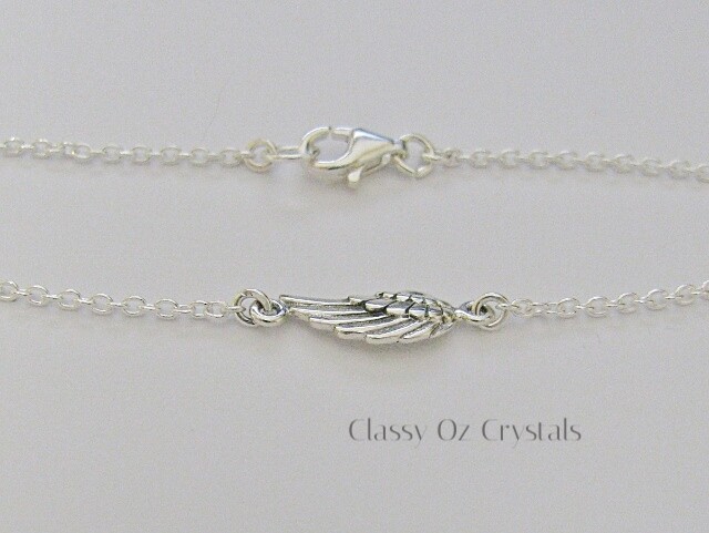 Sideways Angel Wing Necklace Solid Sterling Silver – 42 cm’s OR 47 cm’s
