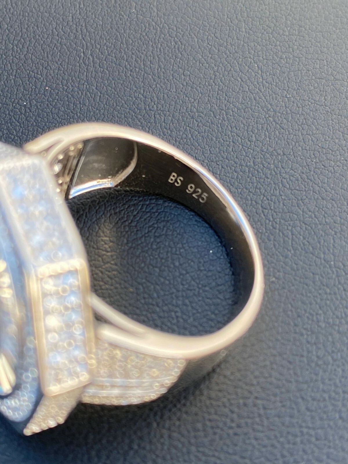 Large Solid 925 Sterling Silver Baguette Simulated Diamonds Pinky Ring Hip Hop