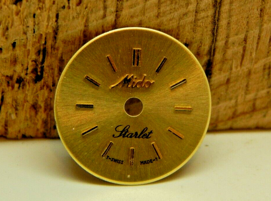 Starlet Mido Vintage Watch Dial Gold 13.55mm Gold Stick Markers New Old Stock