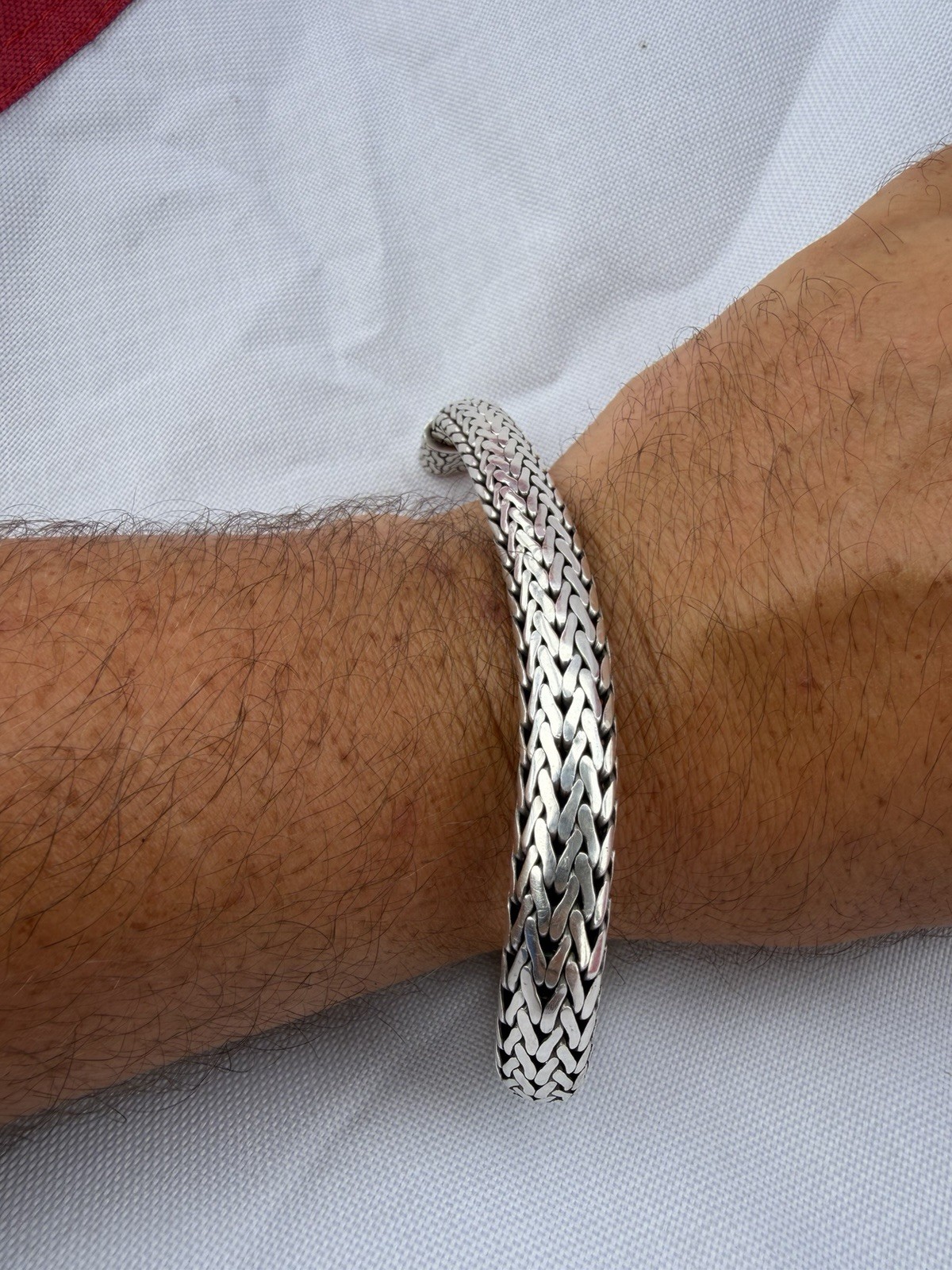 John Hardy Sterling Bracelet 925 Full Link Polished Twisted Size 7.25