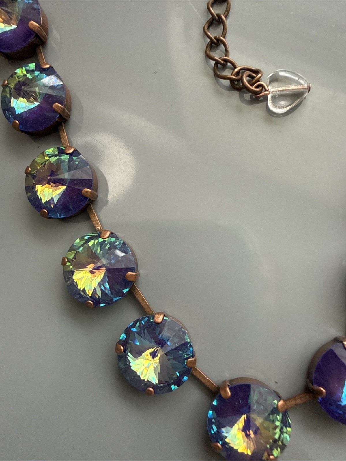 Authentic Sabika Manhattan Choker Necklace 15mm Iridescent Blue Teal Crystal