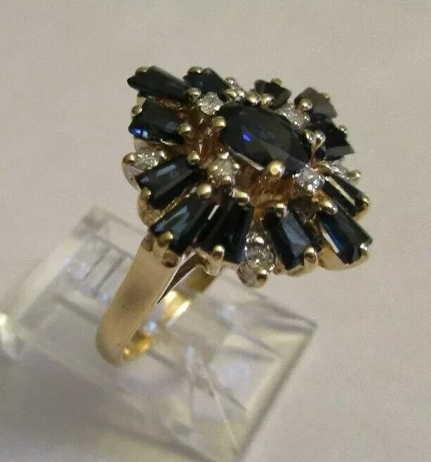 2.70 Carat 14K Gold Diamond & Sapphire Ring Diamond=.20 F-SI1/VS2 5.0 Grams