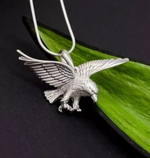 Silver Unisex Pendant Eagle Chain Pendant Lucky Charm Polished Textured