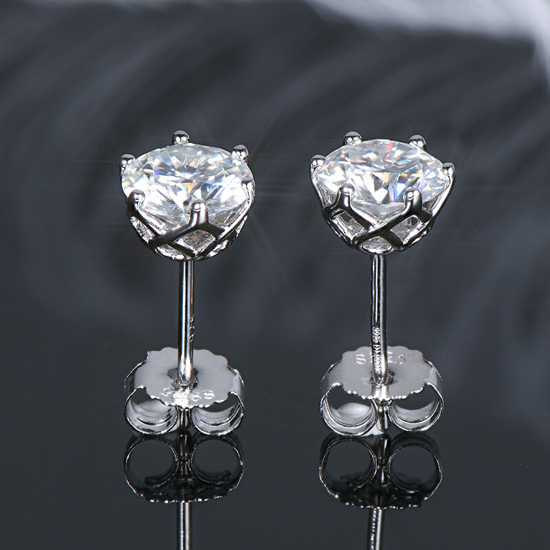 Moissanite Earrings Women Girls Stud Earrings Sterling Silver 3mm/4mm/5mm/6.5mm