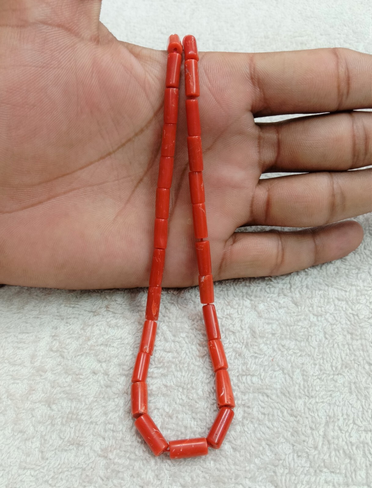 16″INCHES 100% Natural Italian coral pipe Beads.AA quality.Size 4x10mm to 5x11mm