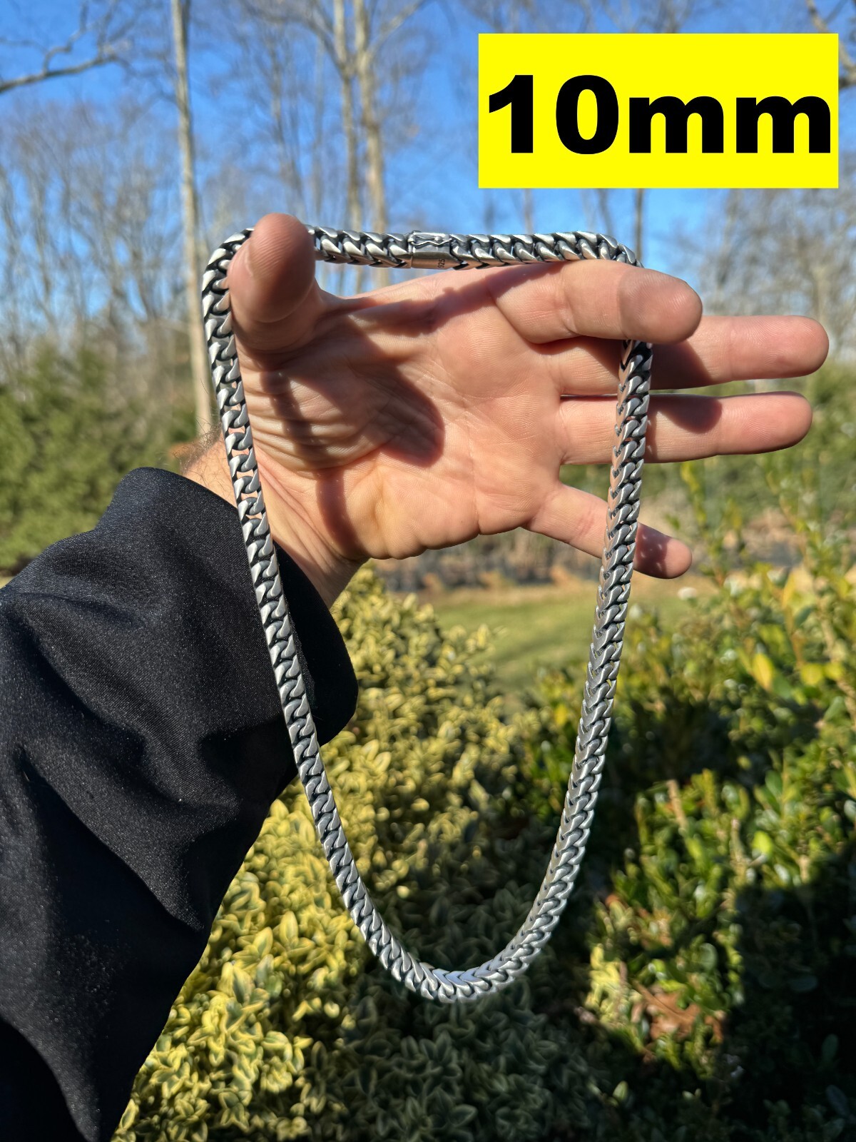 Handmade Franco Chain Necklace Oxidized Real 925 Sterling Silver Box Lock 4-10mm
