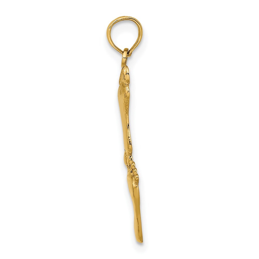 14k Yellow Gold Double Vertical Feet Charm Pendant L-0.89 in,W-0.26 in