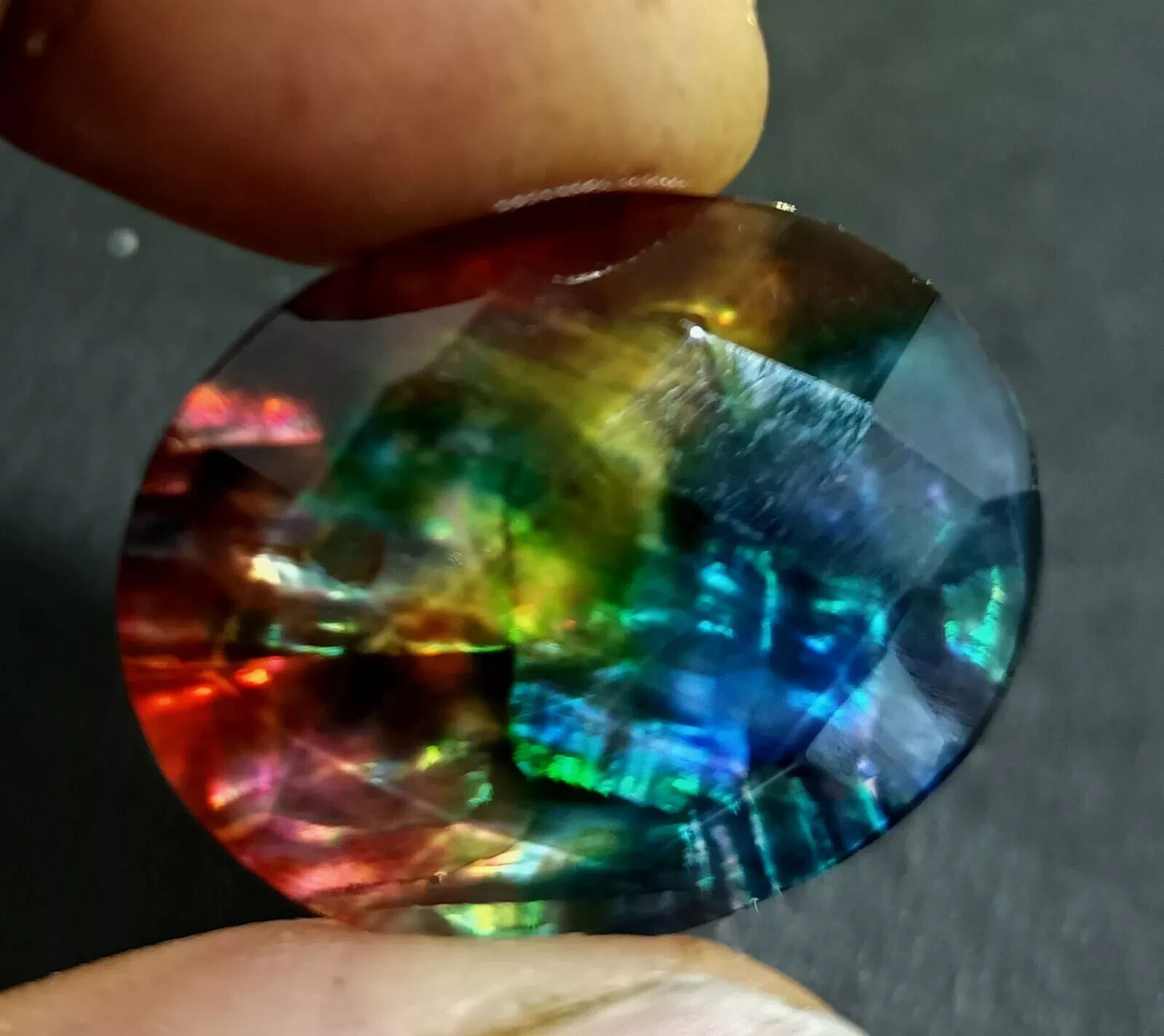 22.50 Ct Natural Ammolite Oval Opal-Like Organic Doublet Rare Loose GEMSTONE