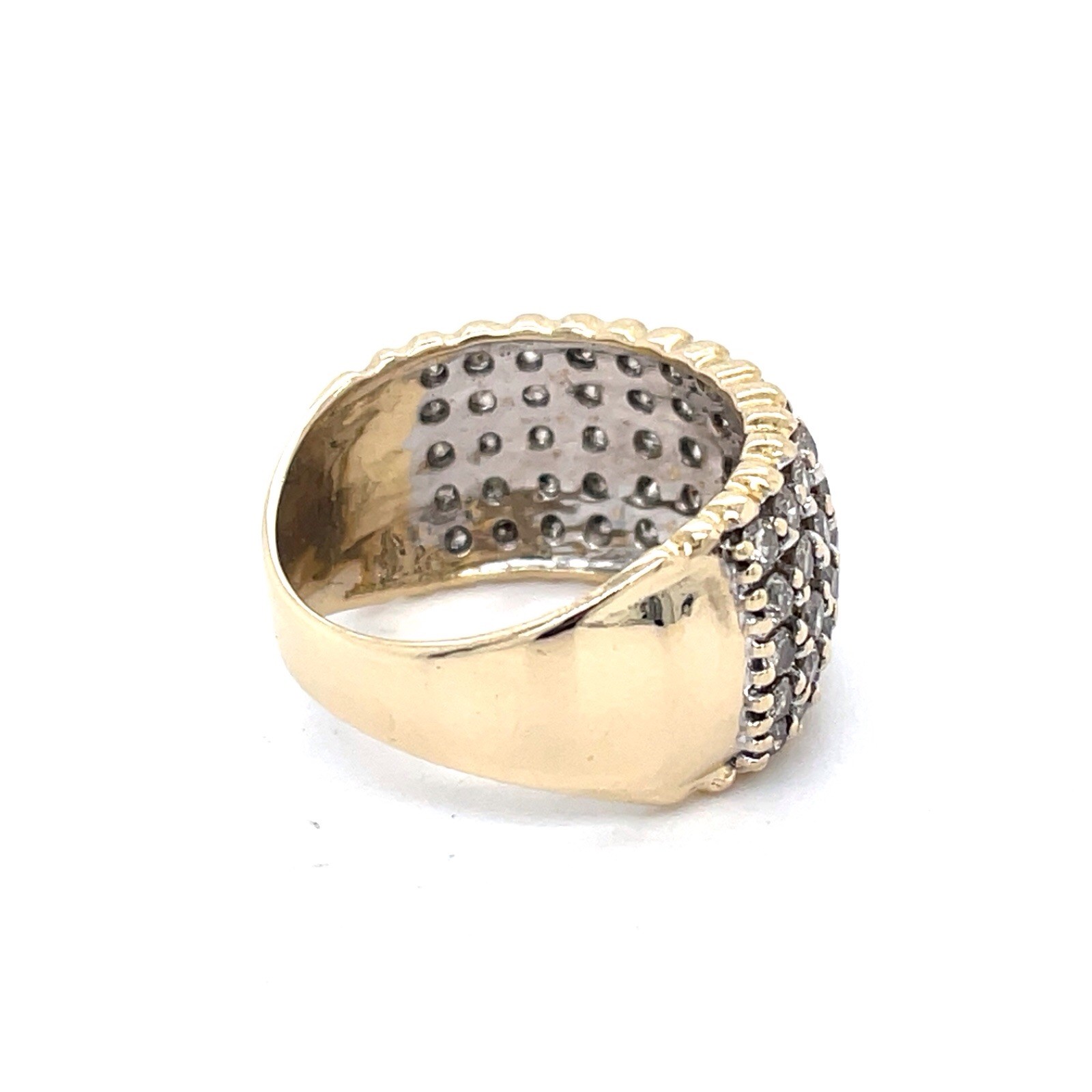 14k Yellow Gold 5 Row 1 Ct Tw Diamond Band Ring Size 7 – 6.3 Grams