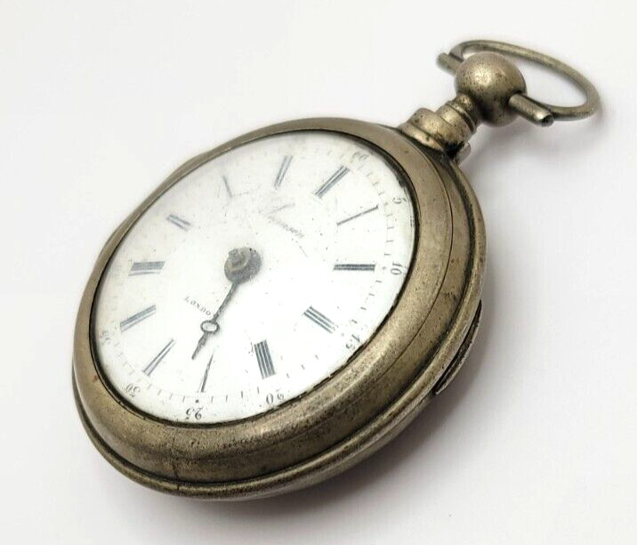 Rare Antique Samson London Verge Fusee pocket watch, double cased AS IS