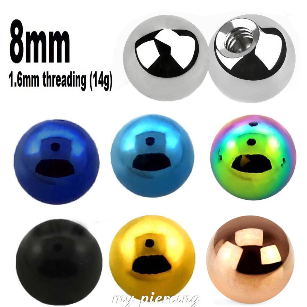 5pcs. 20G 16G 14G Anodized Surgical Steel Threaded Ball Replacement Top Part
