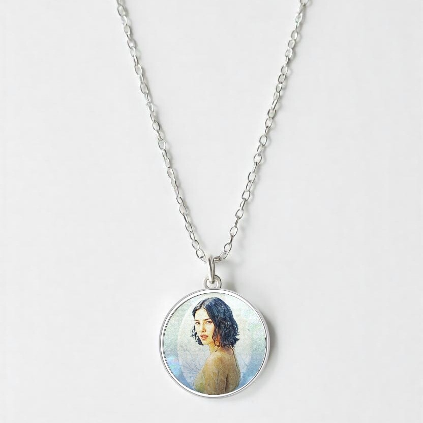 Gracie Abrams necklace, stainless steel/glass, 50-55cm length, 14mm width