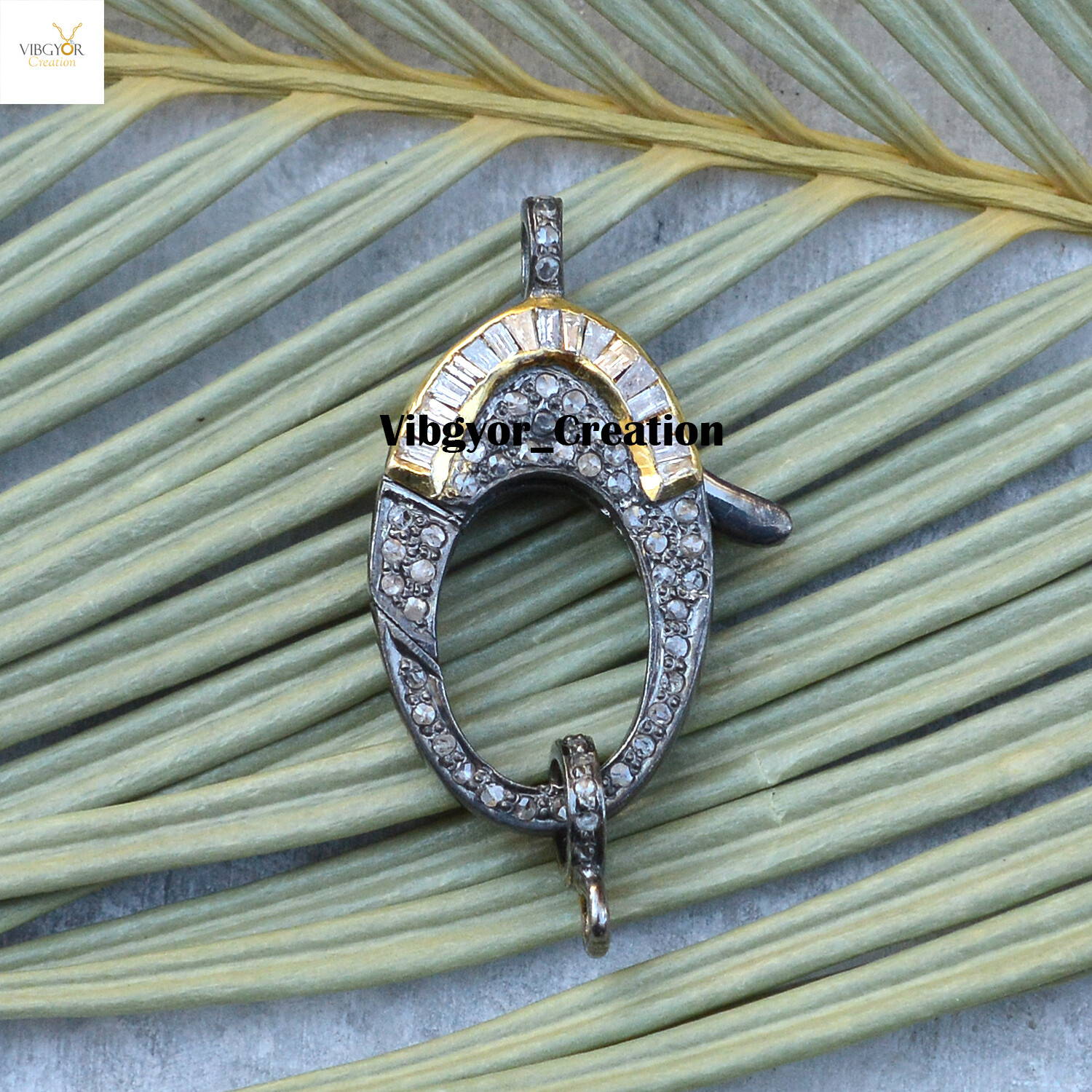 Sale! Pave Baguette Diamond Clasp Lock 925 Silver Gemstone Finding Lobster Lock