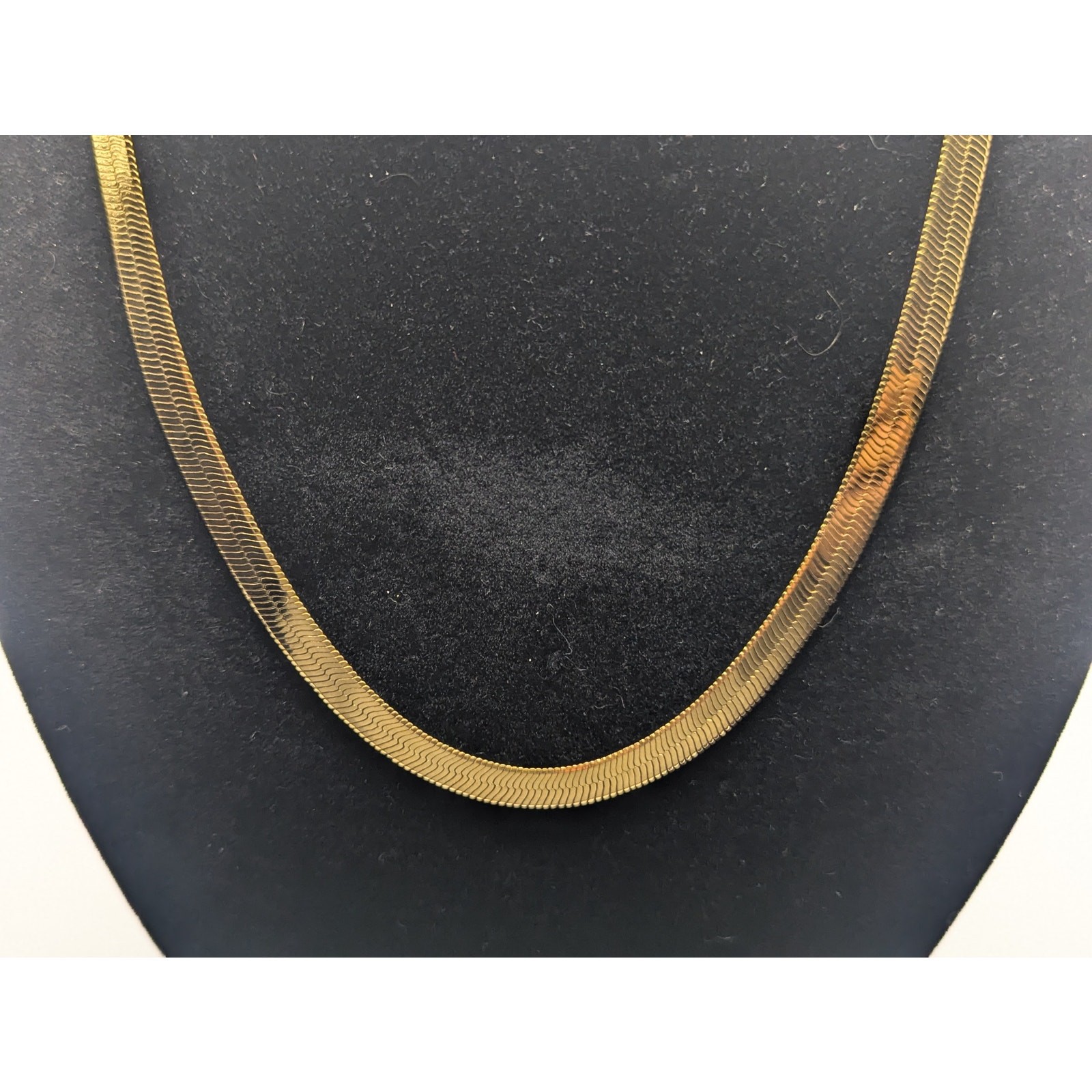 MONET Herringbone Necklace Womens Gold Tone Flat Snake Chain 18in
