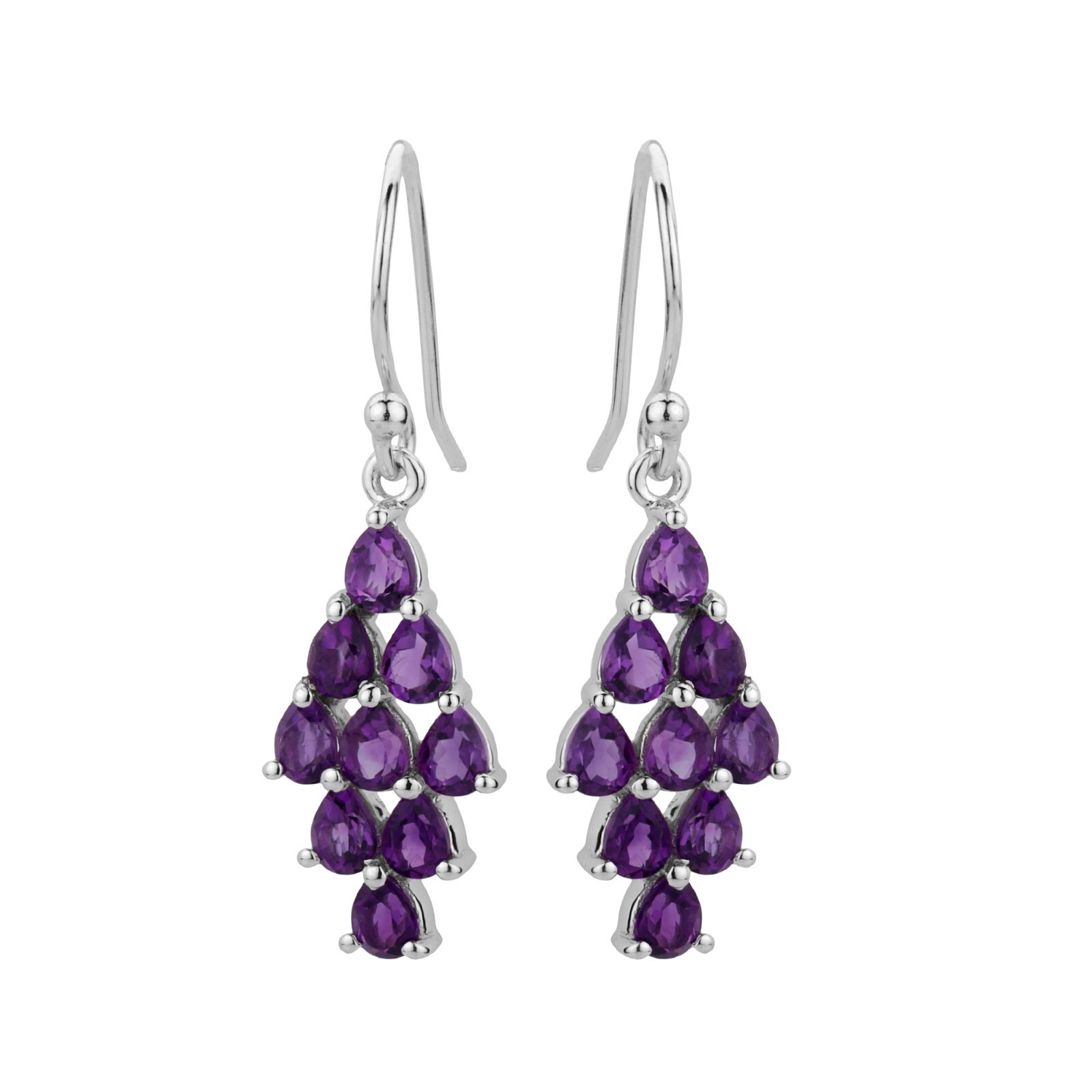 Fine 925 Solid Silver Women Handmade Earrings Sterling Gift Amethyst multi Stone