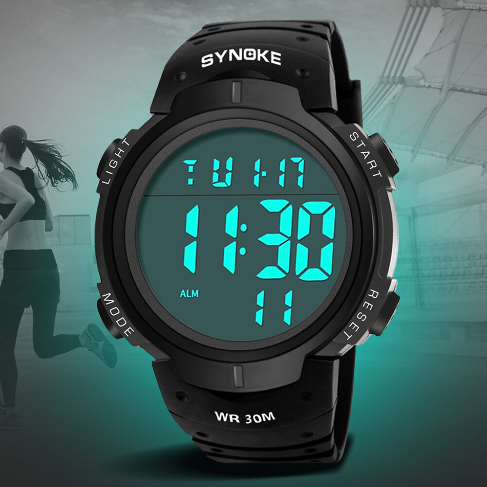 SYNOKE LED Digital Sport Watch Stopwatch Date Military Waterproof Men Wristwatch
