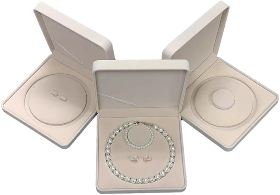 Share Jewelry Velvet Box Pearl Necklace Beige For Pearl Necklace Earrings Bracel