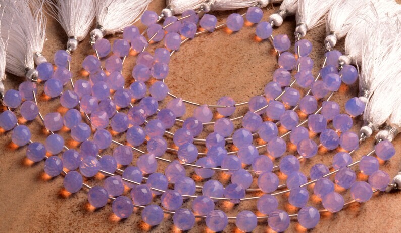 10 Pcs Lavender Chalcedony Beads Onion Faceted Briolette Jewelry Making 9x8MM
