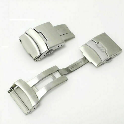 Double Buckle Stainless Steel 18mm 20mm Push Button Deployment Watch Clasp