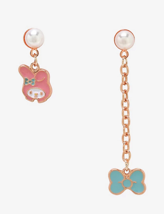 My Melody Stud Earrings Mismatch Earrings w/ Faux Pearls My Melody Enamel Charm