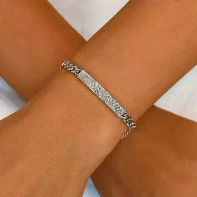7CT Round Lab Created Diamond Cuban Link Bracelet 14K White Gold Plated