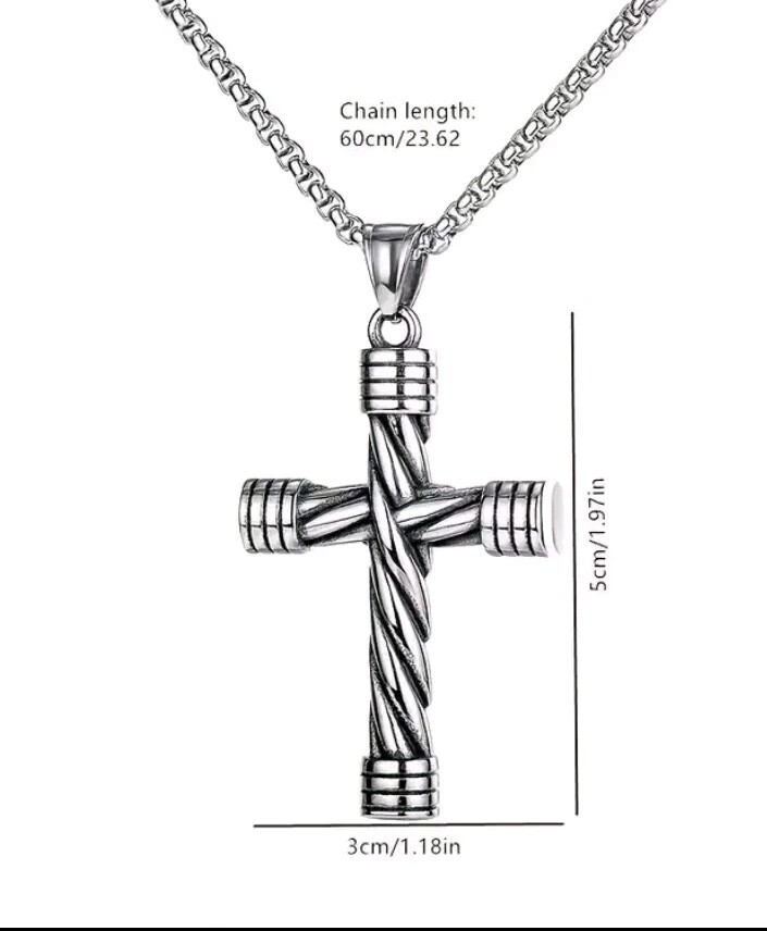 Collar Para Hombre con Colgante de Cruz Cadena con Crucifijo Joyería de Moda