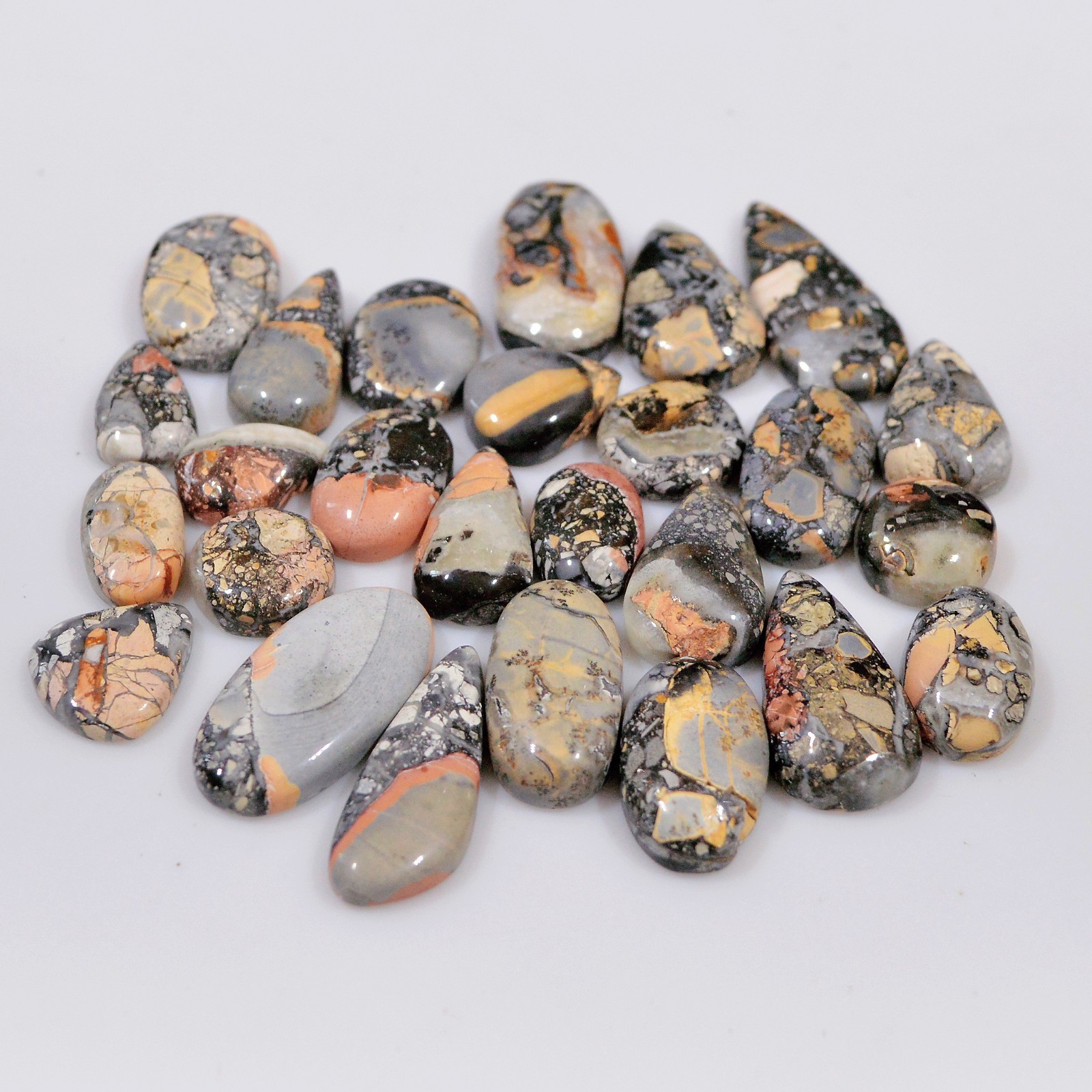 26 Pcs 177Cts Natural Maligano Jasper Cabochon Gemstone Lot 24×10 10x10mm #18369